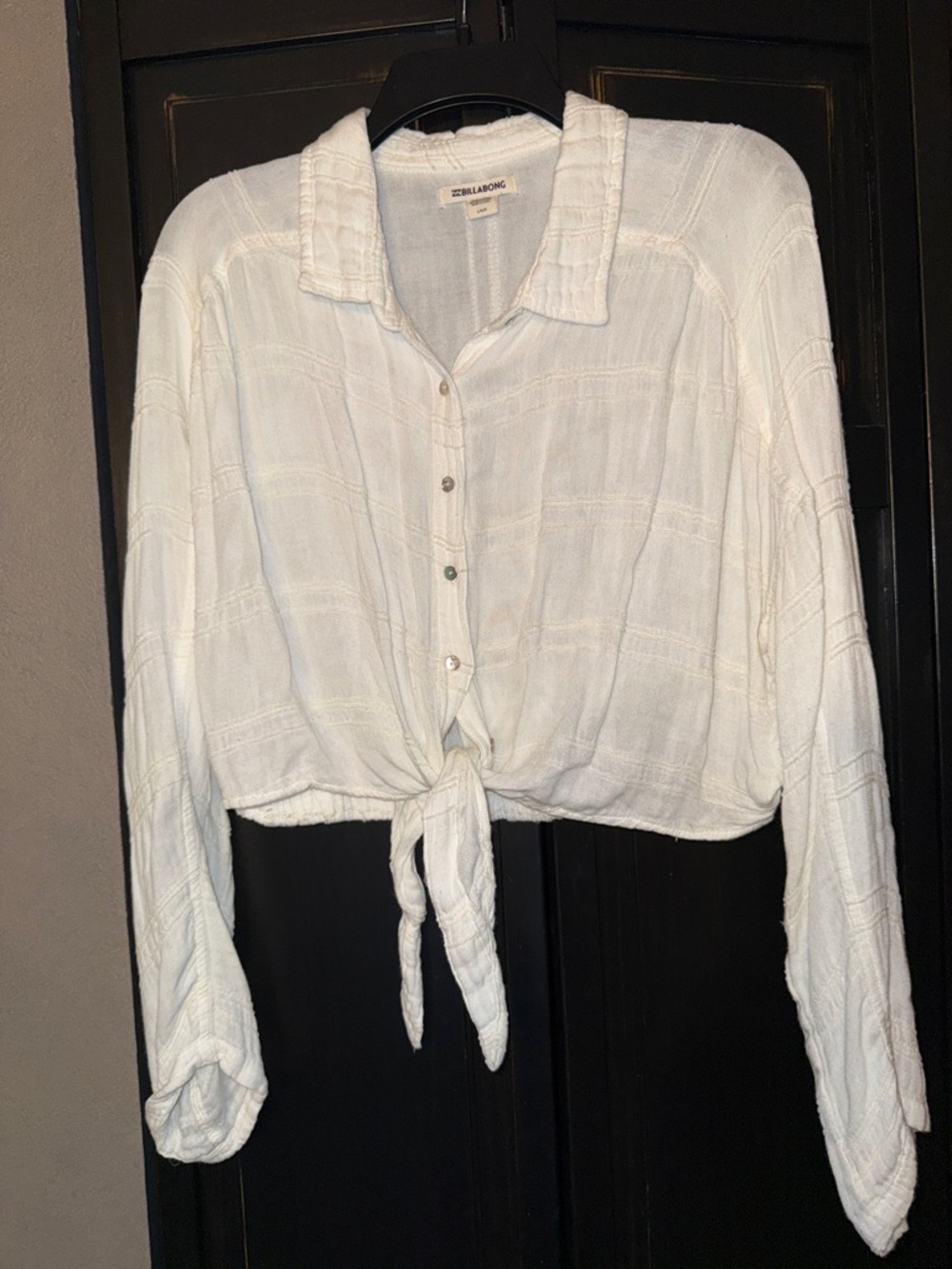 Billabong White Tie-Front Button Shirt